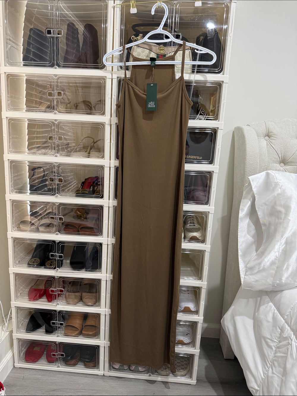 wild fable Brown Maxi Slip Dress with Thin Straps